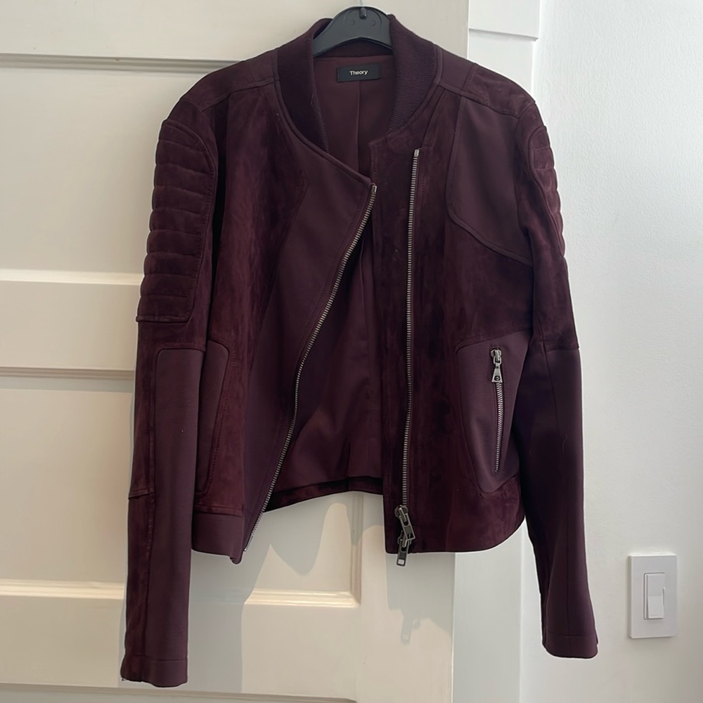 Theory purple lambskin leather jacket Sz M
